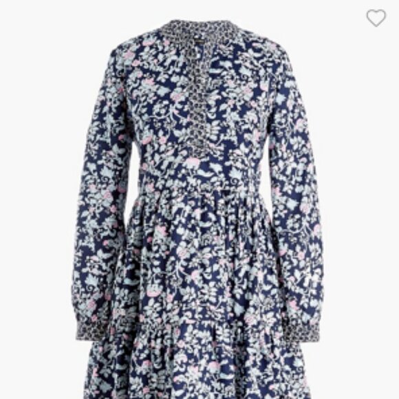 J. Crew Factory Mixed Floral Tiered Cotton Block Print Mini Dress Small - Picture 9 of 9